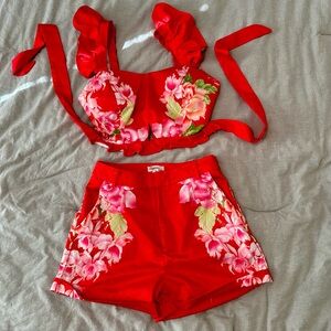 Red Floral 2 Piece Set